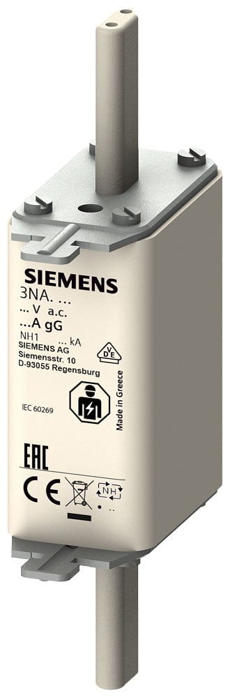 SIEMENS - SIE3NA3130 Cartuccia fusibile NH, NH1, In: 100 A, gG, Un AC: 500 V, Un DC: 440 V