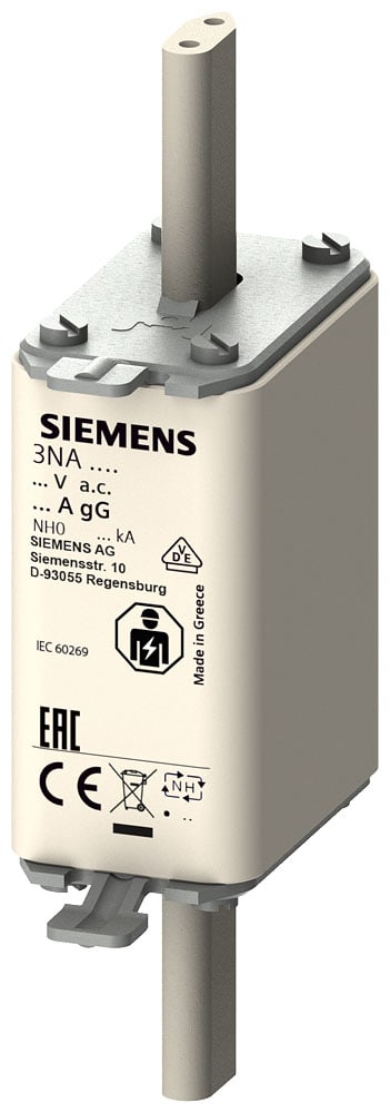SIEMENS - SIE3NA3005 Cartuccia fusibile NH, NH0, In: 16 A, gG, Un AC: 500 V, segnalazione frontale