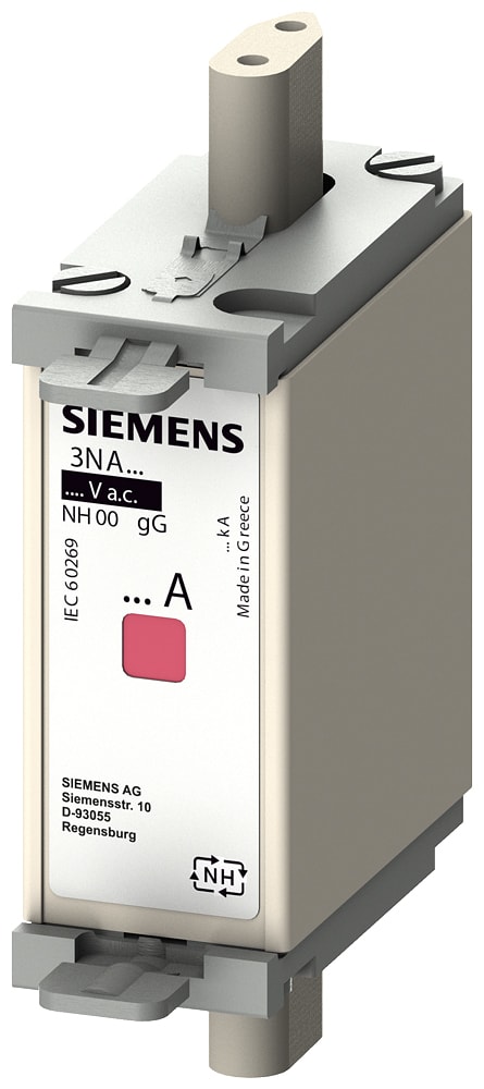 SIEMENS - SIE3NA68304 Cartuccia fusibile NH, NH000, In: 100 A, gG, Un AC: 400 V, segnalazione combinata,