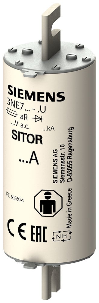 SIEMENS - SIE3NE76330U Cartuccia fusibile SITOR, con contatti a coltello scanalati, NH3, In: 450 A, aR