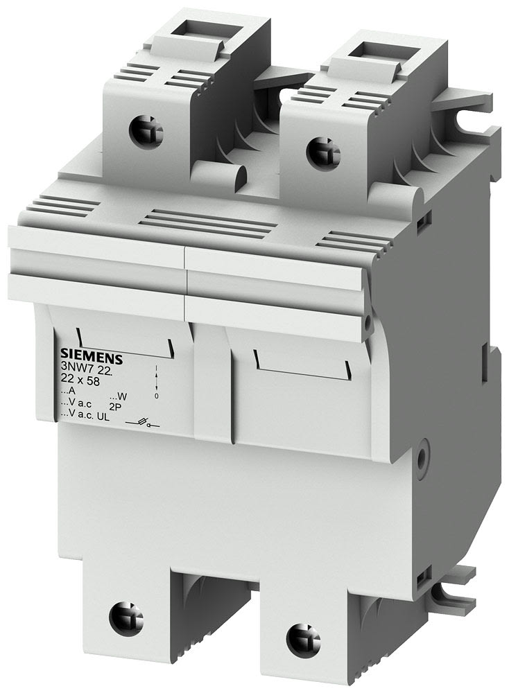 SIEMENS - SIE3NW7221 SENTRON, portafusibili per fusibili cilindrici, 22 x 58 mm, a 2 poli, In: 100 A, Un AC: 690 V