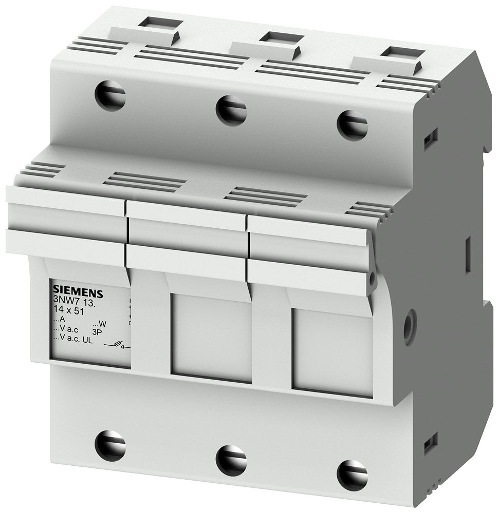 SIEMENS - SIE3NW7132 SENTRON, portafusibili per fusibili cilindrici, 14 x 51 mm, a 3 poli, In: 50 A, Un AC: 690 V