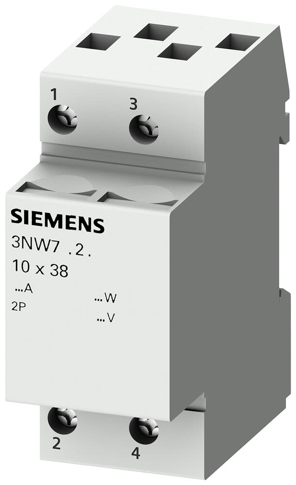SIEMENS - SIE3NW7324 SENTRON, portafusibili per cartucce cilindriche, 8 x 32 mm, a 2 poli, In: 20 A, Un AC: 400 V, LED