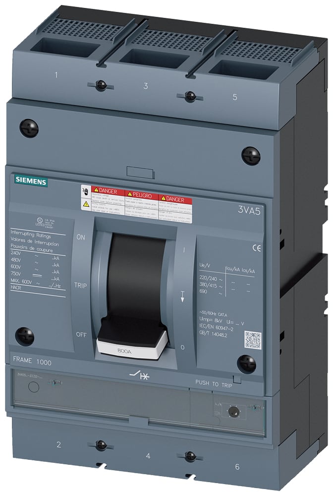 SIEMENS - SIE3VA55807EC320AA0 MCCB UL FS800 800A 3P 100KA TM FTAM