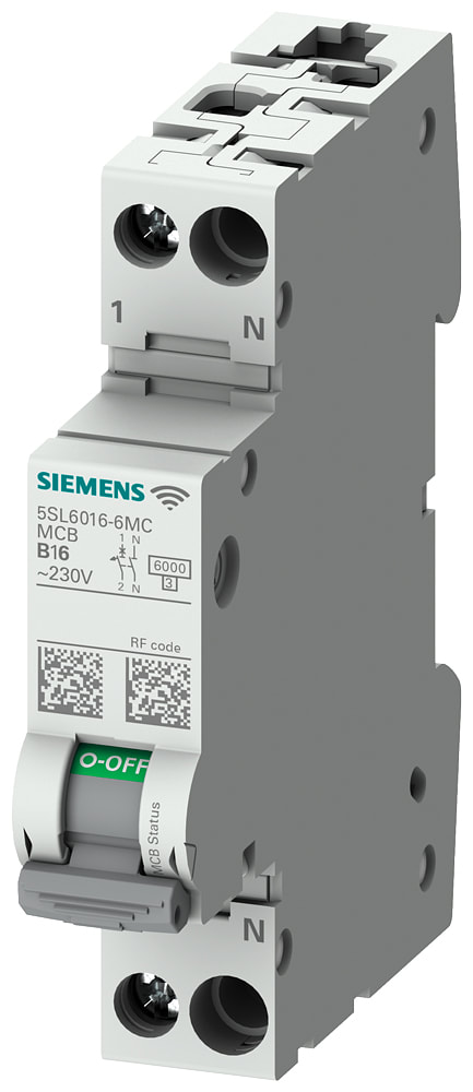 SIEMENS - SIE5SL60326MC Interruttore magnetotermico 5SL6 COM, funzione di misura, comunicazione, 230 V 6 kA, 1+N, B, 32 A