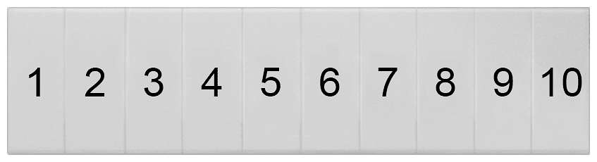 SIEMENS - SIE8WH81201AB05 Targhetta di siglatura, frontale, con 1-10, verticale, larghezza del morsetto: 4,2 mm, A: 10,5 mm