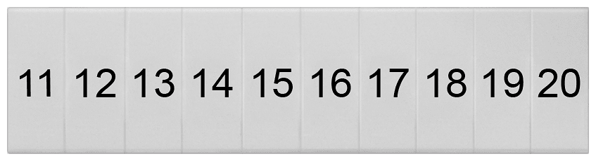 SIEMENS - SIE8WH81201AB15 Targhetta di siglatura, frontale, con 11-20, verticale, larghezza del morsetto: 4,2 mm