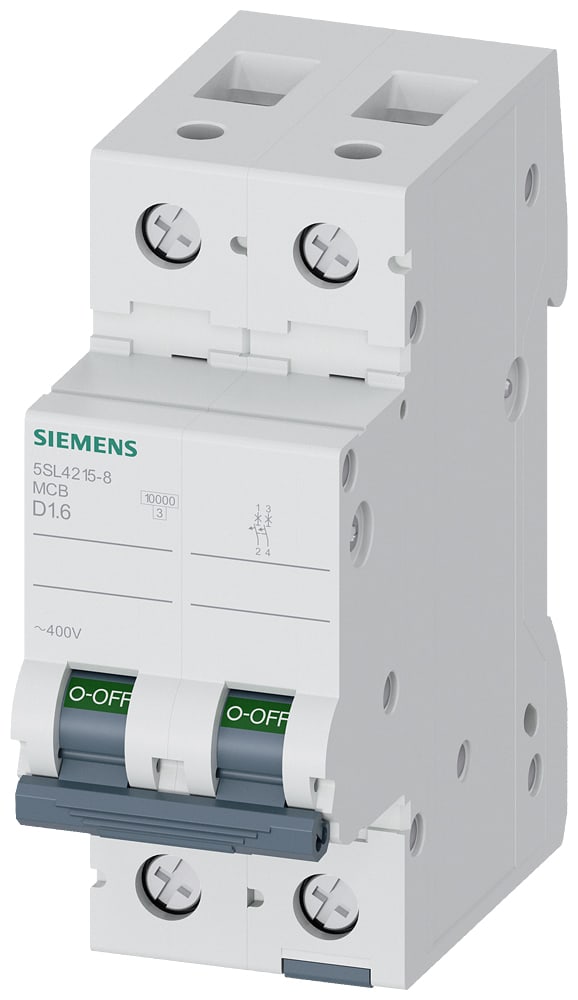 SIEMENS - SIE5SL42158 Interruttore magnetotermico 400V 10kA, 2 poli, D, 1,6A