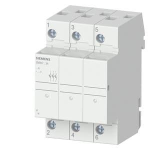 SIEMENS - SIE3NW7034 SENTRON, portafusibili per fusibili cilindrici, 10 x 38 mm, a 3 poli, In: 32 A, Un AC: 690 V