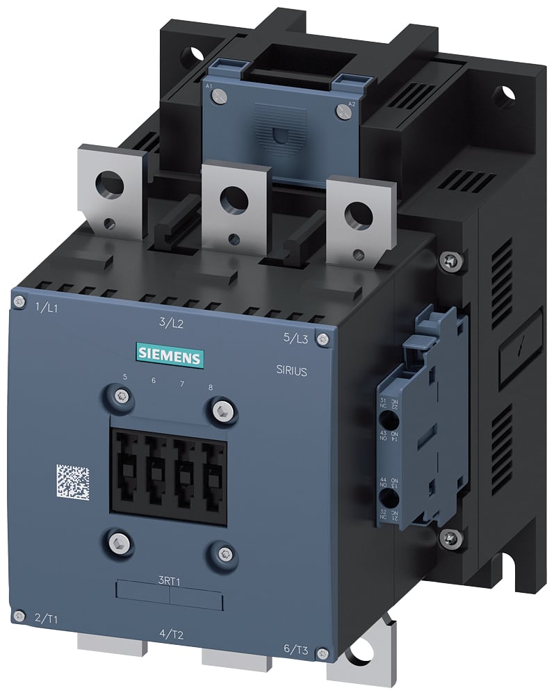 SIEMENS - SIE3RT10656AB36 Contattore, AC-3e, 265 A/132 kW/400 V, a 3 poli, AC/DC 23 ... 26 V, 2NO+2NC, sbarra di collegamento/morsetti a vite