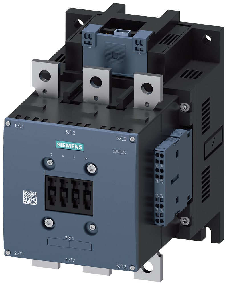 SIEMENS - SIE3RT10652NP36 Contattore, AC-3e, 265 A/132 kW/400 V, a 3 poli, AC/DC 200 ... 277 V, ingresso PLC opzionale, 2NO+2NC, sbarra di collegamento/morsetti a molla