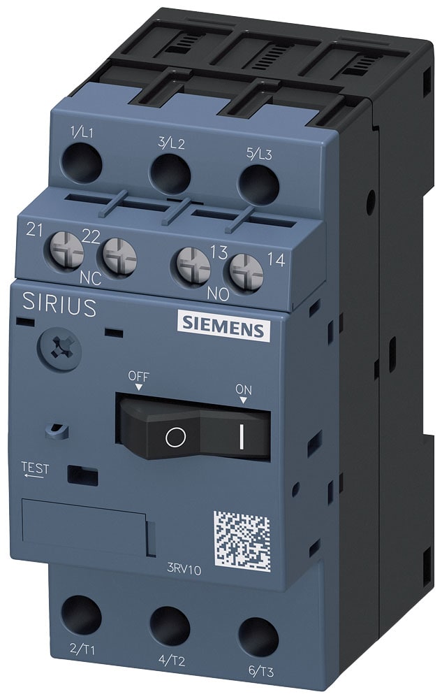 SIEMENS - SIE3RV10110HA15 Interruttore automatico, S00, protezione motore, Class 10, sganciatore A 0,55 ... 0,8 A, sganciatore N 10 A