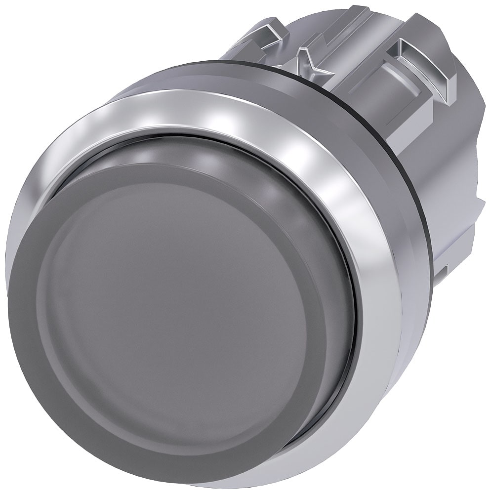 SIEMENS - SIE3SU10510BB700AA0 Pulsante, illuminato, 22 mm, rotondo, in metallo lucido, trasparente, bottone