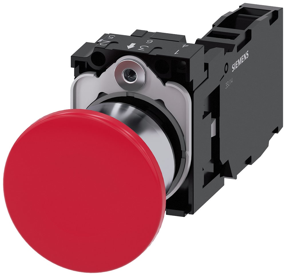 SIEMENS - SIE3SU11501BA201FA0 PULS.FUNGO MANT.TRAZ.ROSSO 1NO+1NC VITE