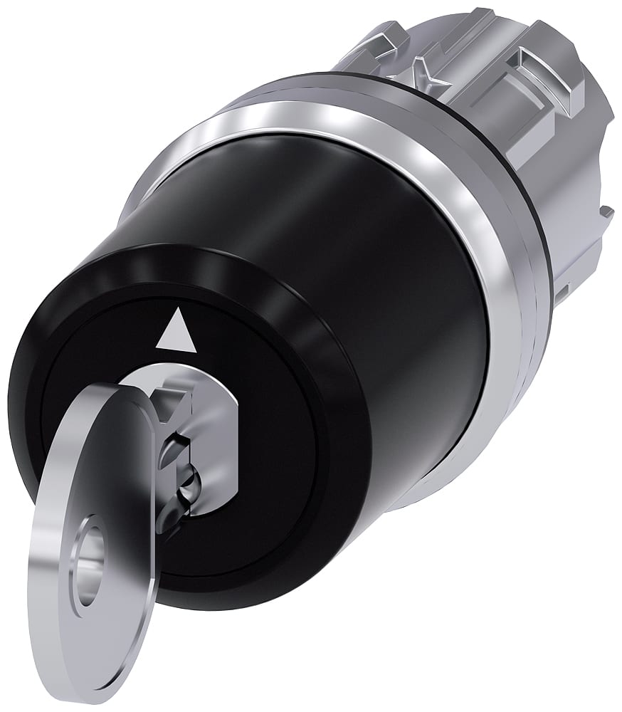 SIEMENS - SIE3SU10505BP010AA0 Selettore a chiave Siemens, C, 22 mm, rotondo, in metallo, lucido, estrazione chiave O