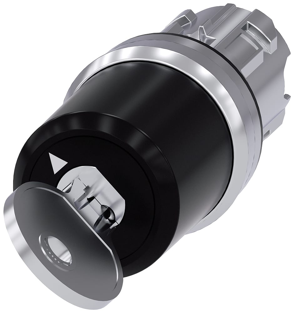SIEMENS - SIE3SU10505PC010AA0 Selettore a chiave Siemens, B, 22 mm, rotondo, in metallo lucido, estrazione chiave O