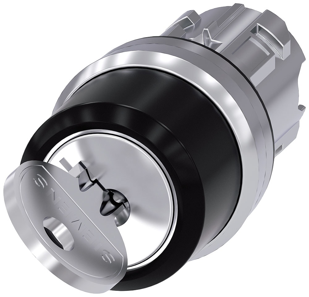 SIEMENS - SIE3SU10504BF210AA0 Selettore a chiave RONIS, 22 mm, rotondo, in metallo lucido, estrazione chiave I