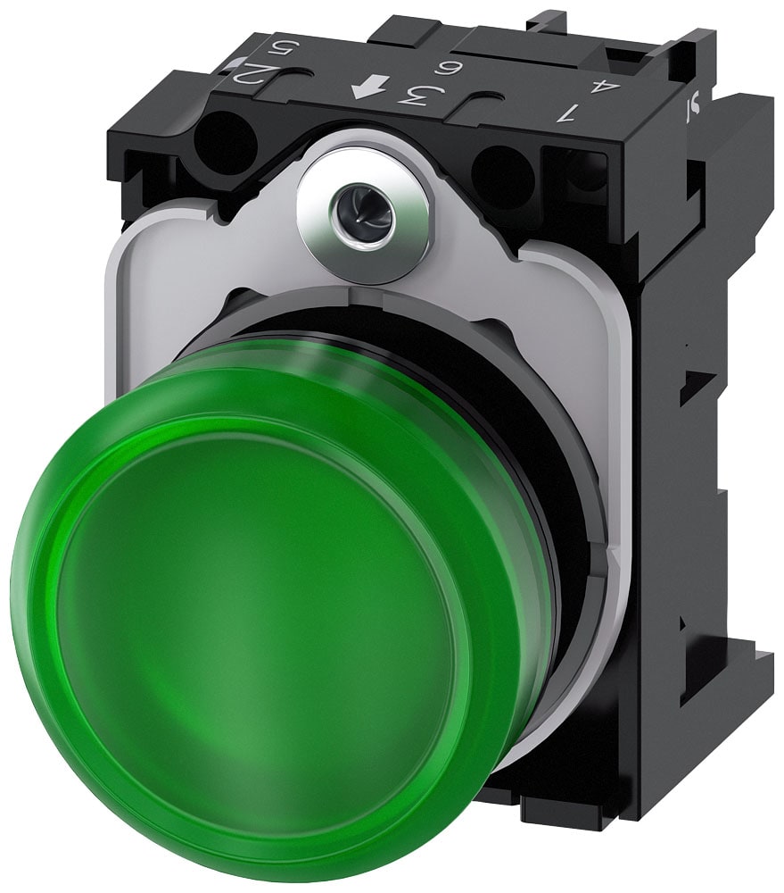 SIEMENS - SIE3SU11066AA401AA0 IND.LUM.VERDE LENTE LISCIA LED 230V AC