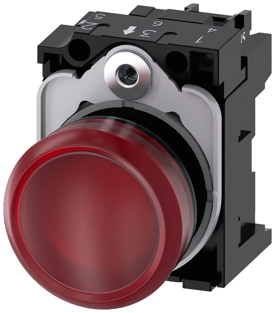 SIEMENS - SIE3SU11026AA201AA0 IND.LUM.ROSSO LENTE LISCIA LED 24V UC