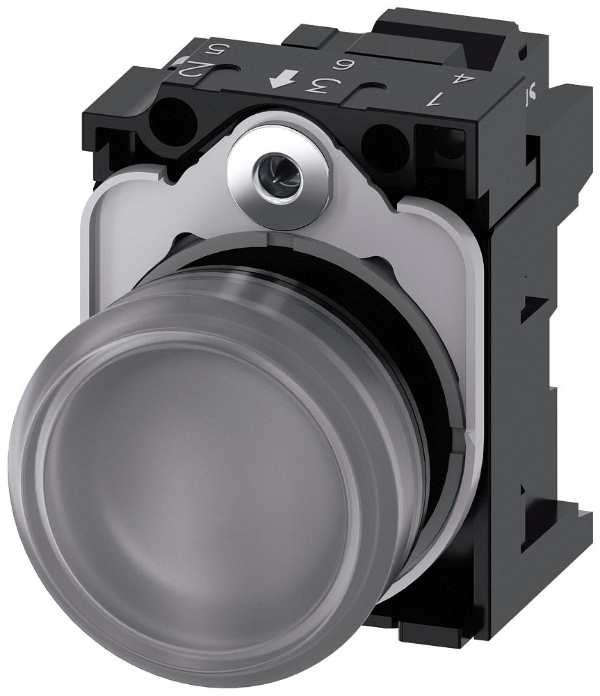 SIEMENS - SIE3SU11066AA703AA0 Indicatore luminoso, 22 mm, rotondo, in plastica, trasparente, gemma, liscia, AC 230 V