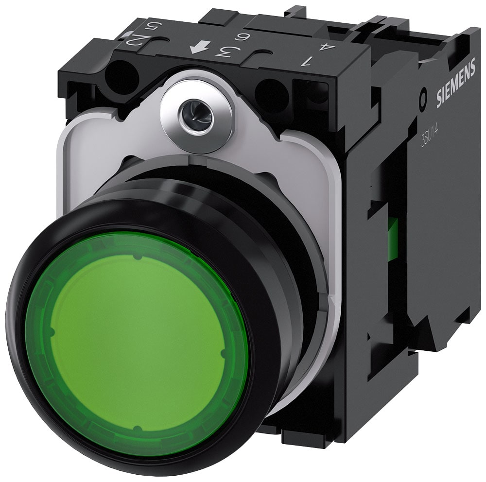 SIEMENS - SIE3SU11020AB401BA0 PULS.LUM.PIATTO VERDE LED 24V UC 1NA