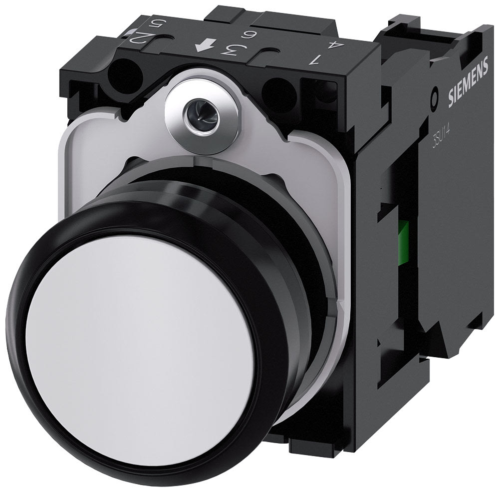 SIEMENS - SIE3SU11000AB601BA0 Pulsante, 22 mm, rotondo, in plastica, colore bianco, bottone, 1NO