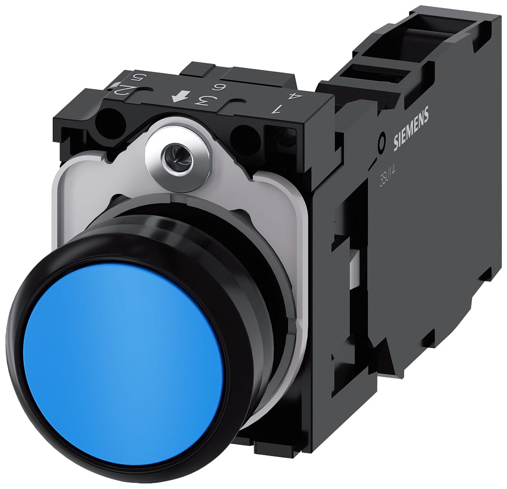 SIEMENS - SIE3SU11000AB501FA0 PULS.PIATTO MOMENT.PLAST.BLU 1NO+1NC VIT