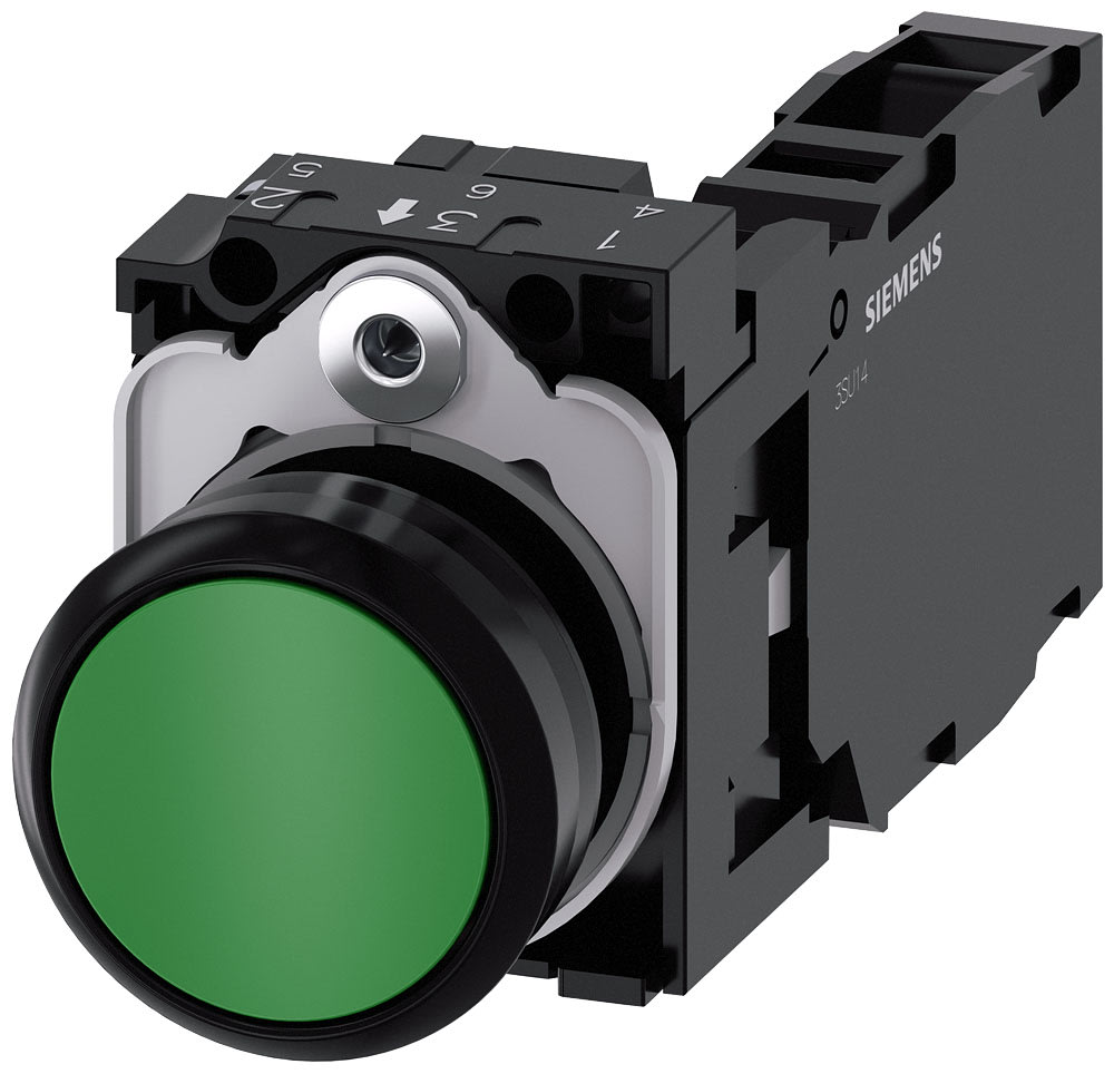 SIEMENS - SIE3SU11000AB401FA0 PULS. MOMENT.PLAST.VERDE 1NO+1NC VITE