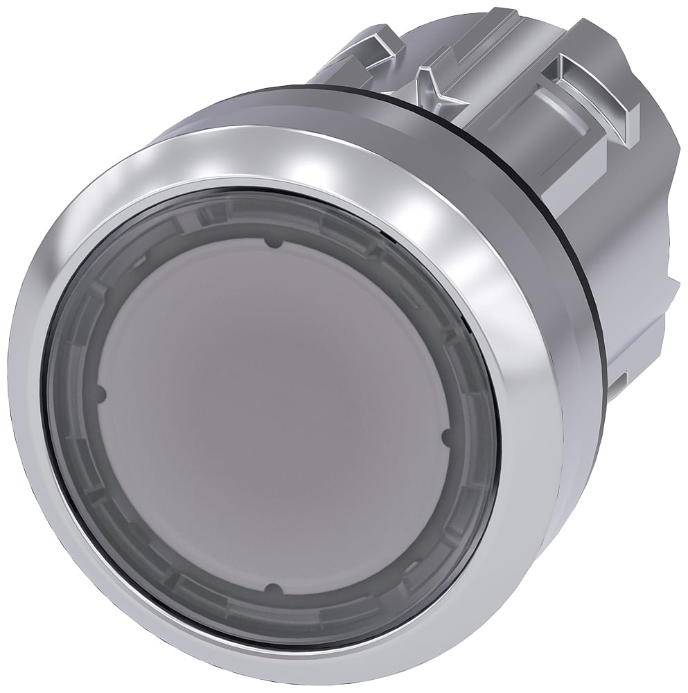 SIEMENS - SIE3SU10510AA700AA0 Pulsante, illuminato, 22 mm, rotondo, in metallo lucido, trasparente, bottone