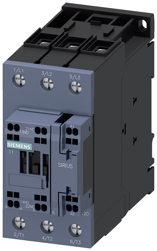SIEMENS - SIE3RT20353KB40 Contattore dinterfaccia, AC-3e, 40 A/18,5 kW/400 V, a 3 poli, DC 24 V, 1NO+1NC, morsetti a vite/molla