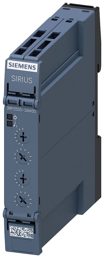 SIEMENS - SIE3RP25552AW30 Relè a tempo, relè a intermittenza asimmetrica, 1CO, 2x 7 campi di temporizzazione, 0,05 s ... 100 h