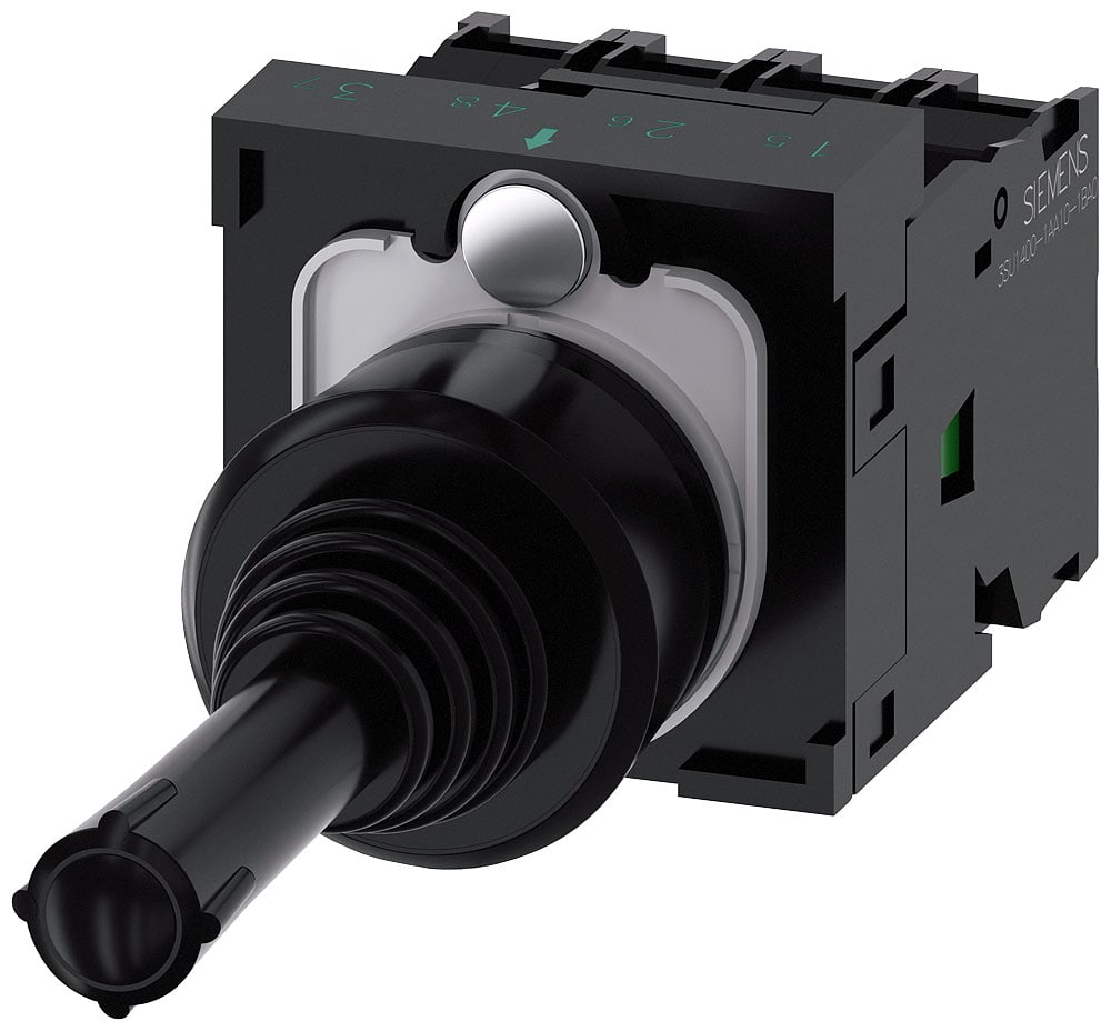 SIEMENS - SIE3SU11007AF101QA0 Manipolatore joystick, 22 mm, rotondo, in plastica, colore nero, con blocco, 1NO, 1NO, 1NO, 1NO