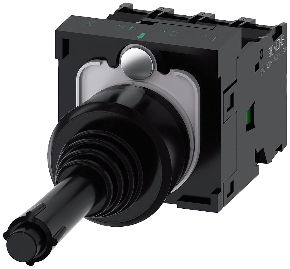 SIEMENS - SIE3SU11007BE101QA0 Manipolatore joystick, 22 mm, rotondo, in plastica, colore nero, permanente, 1NO, 1NO, 1NO, 1NO