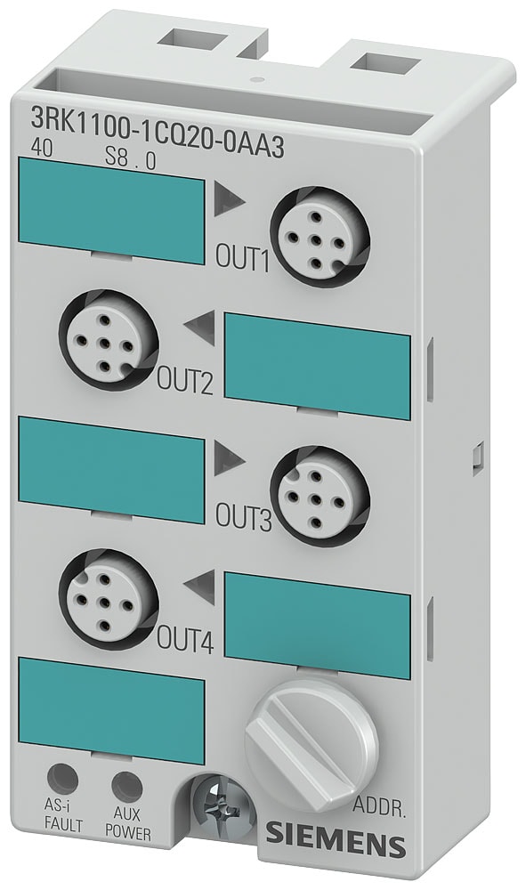 SIEMENS - SIE3RK11001CQ200AA3 Modulo compatto AS-i K45, IP67, digitale, 4 uscite, 4 x 1 uscite, statiche, DC 24 V max. 3A