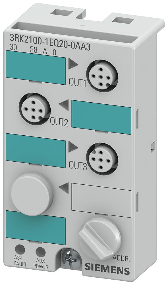 SIEMENS - SIE3RK21001EQ200AA3 Modulo compatto AS-i K45, slave A/B, digitale, 3DQ, IP67, 3 x 1 uscite, 1 A
