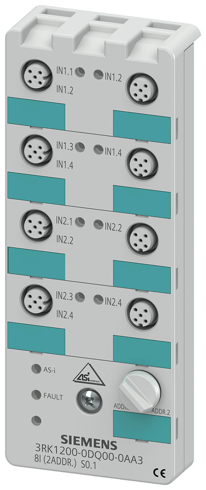 SIEMENS - SIE3RK12000DQ000AA3 Modulo compatto AS-i K60, digitale, 8DI, IP67, 8 x 1 ingressi, max. 200 mA
