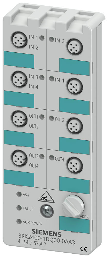 SIEMENS - SIE3RK24001DQ000AA3 Modulo compatto AS-i K60, IP67, slave A/B (specifica 3.0), digitale, 4DI/4DO, 4 x ingressi