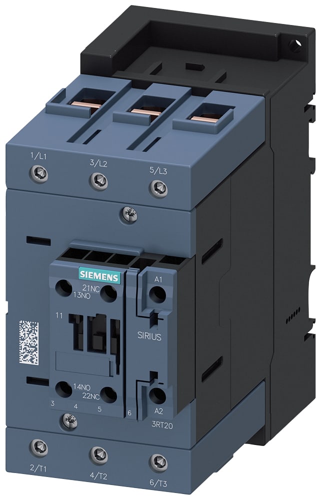 SIEMENS - SIE3RT20471NF30 Contattore, AC-3e, 110 A/55 kW/400 V, a 3 poli, AC/DC 83 ... 155 V, 1NO+1NC, morsetti a vite