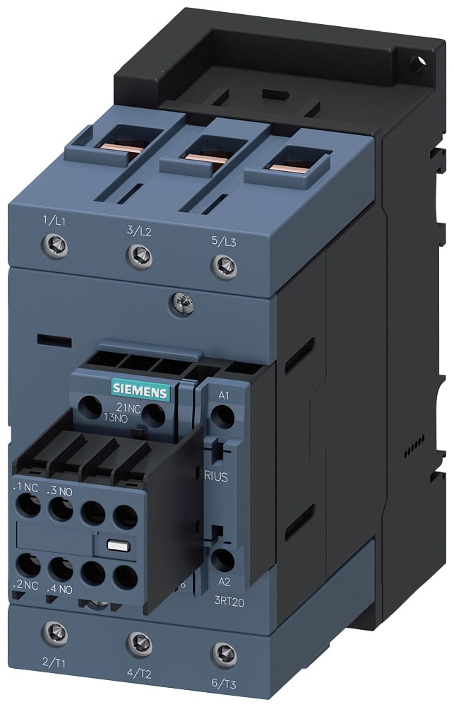 SIEMENS - SIE3RT20471AH24 Contattore, AC-3e, 110 A/55 kW/400 V, a 3 poli, AC 48 V, 50/60 Hz, 2NO+2NC, morsetti a vite