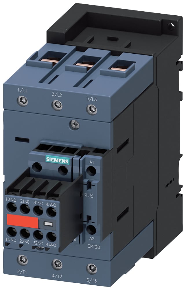 SIEMENS - SIE3RT20451KB443MA0 Contattore dinterfaccia, AC-3e, 80 A/37 kW/400 V, a 3 poli, DC 24 V, 2NO+2NC, morsetti a vite