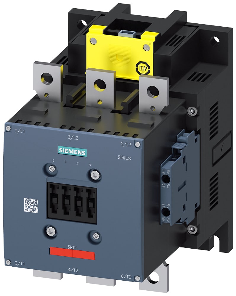 SIEMENS - SIE3RT10646SP363PA0 Contattore, AC-3e, 225 A/110 kW/400 V, a 3 poli, AC/DC 200 ... 277 V, ingresso PLC F, 2NO+2NC, sbarra di collegamento/morsetti a vite