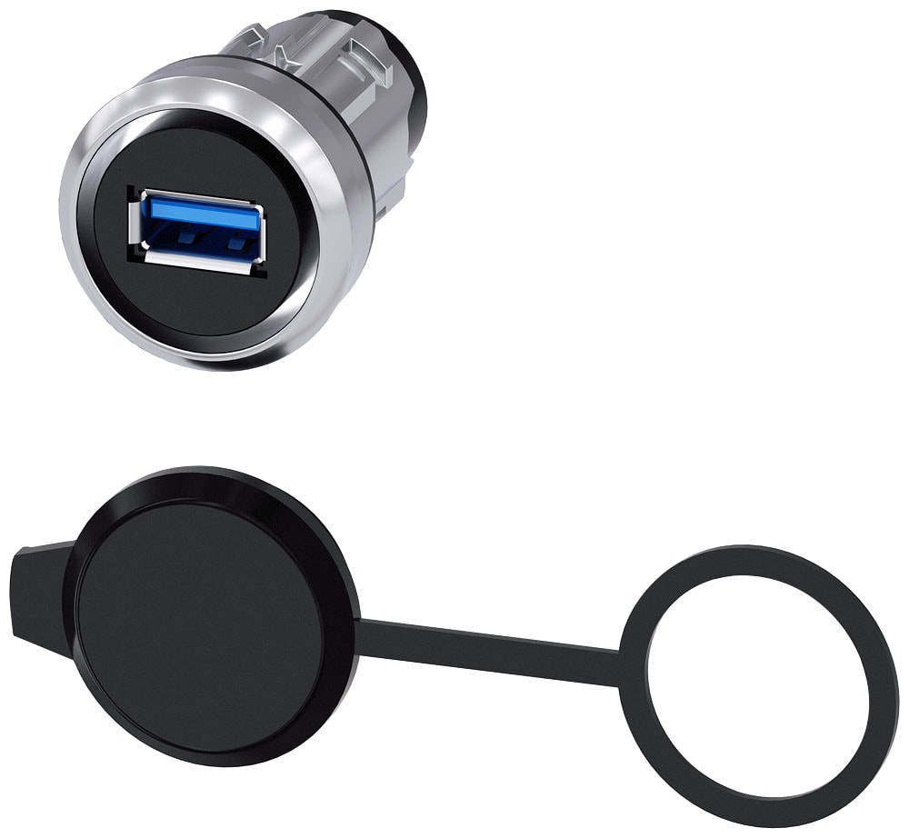 SIEMENS - SIE3SU19500GA800AA0 Interfaccia USB, 22 mm, in metallo lucido, colore argento