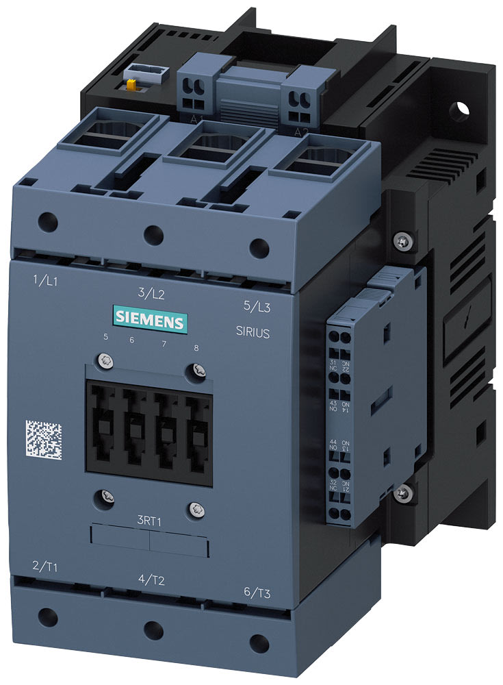 SIEMENS - SIE3RT10543NF36 Contattore, AC-3e, 115 A/55 kW/400 V, a 3 poli, AC/DC 96 ... 127 V, ingresso PLC opzionale, 2NO+2NC, morsetto serracavo/morsetti a molla