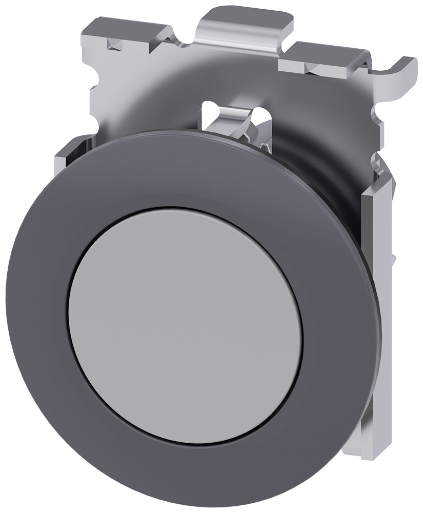 SIEMENS - SIE3SU10600JB800AA0 Pulsante, 30 mm, rotondo, in metallo, opaco, grigio, ghiera per incasso piatto, ad impulso