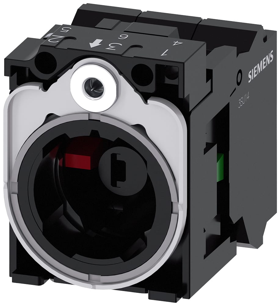 SIEMENS - SIE3SU15511AB403MA0 Supporto per 3 moduli, in plastica/metallo, 1 NO, 1 NC, modulo LED, verde, AC/DC 24 V