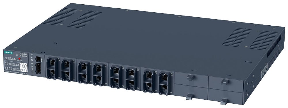 SIEMENS - SIE6GK53244QG101AR2 SCALANCE XR324-4M PoE man.sw.L2 8x RJ45PoE 8x RJ45 4x Media-M. porte front.DC24V