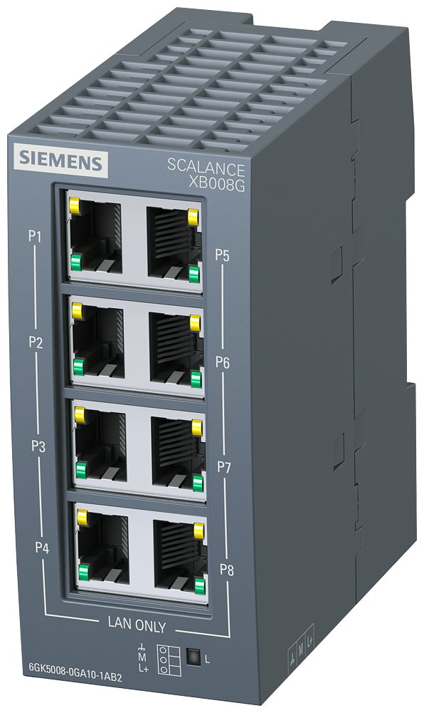 SIEMENS - SIE6GK50080GA101AB2 SCALANCE XB008G, unmanaged switch, 8x RJ45, idoneo per Gigabit