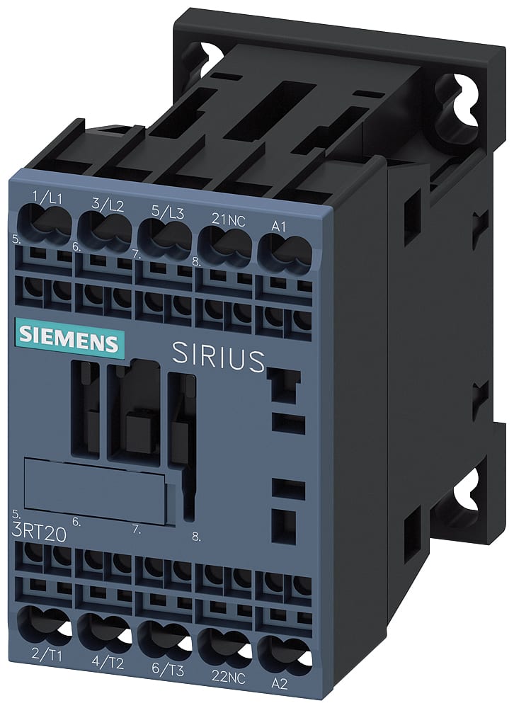 SIEMENS - SIE3RT20152AB02 Contattore, AC-3e, 7 A/3 kW/400 V, a 3 poli, AC 24 V, 50/60 Hz, 1NC, morsetti a molla