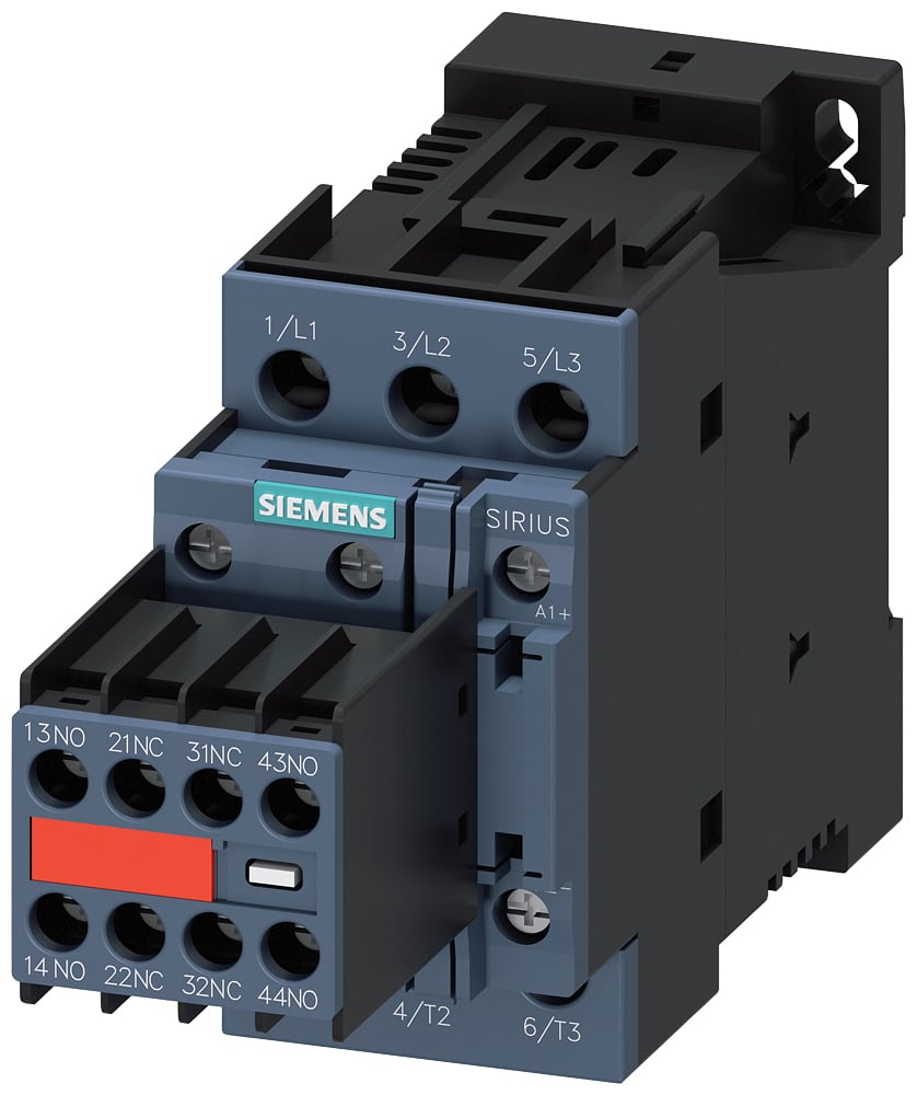SIEMENS - SIE3RT20271BB443MA0 Contattore, AC-3e, 32 A/15 kW/400 V, a 3 poli, DC 24 V, 2NO+2NC, morsetti a vite