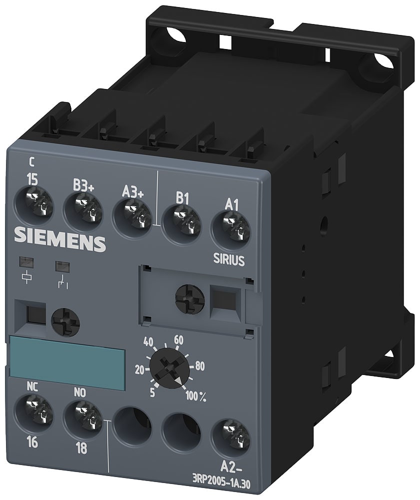 SIEMENS - SIE3RP20051AQ30 Relè a tempo, elettronico, multifunzione, 8 funzioni, 1CO, AC/DC 24 V, AC 100 ... 127 V